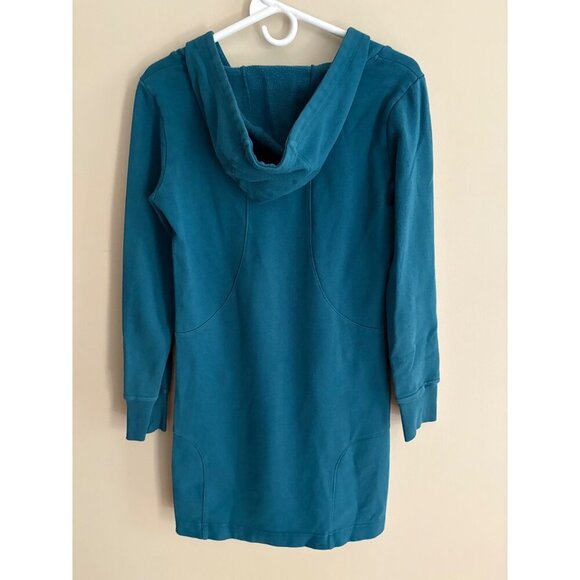 Horny Toad Fleece Lined Hoodie Sweater Dress Turquoise XS Cozy Warm Pullover - Picture 7 of 11